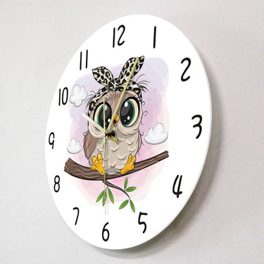 Owl Wall Clock - Digital Art Print for Kids Living Room Decor - Casatrail.com